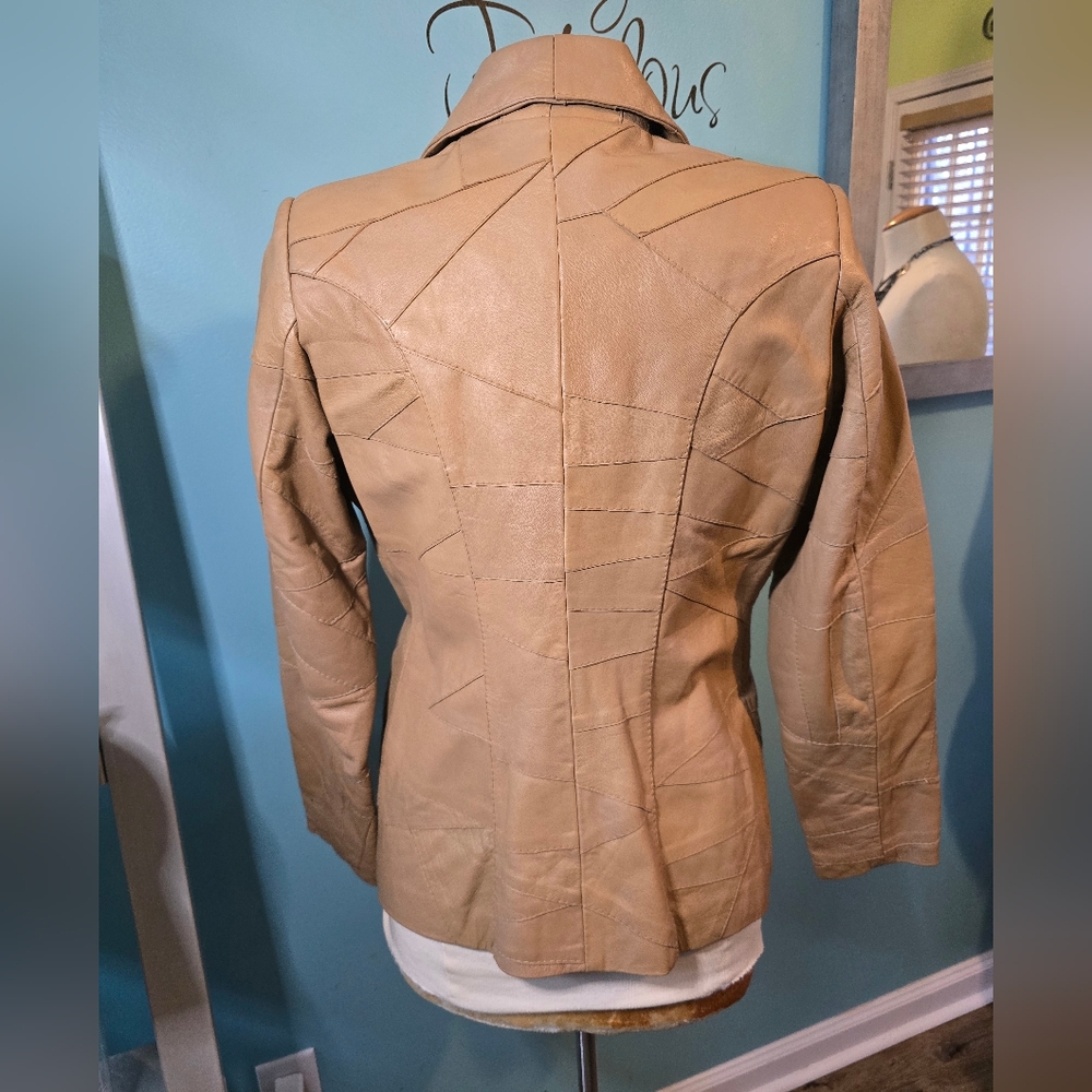 Vintage Tan Patchwork Leather Jacket - image 5